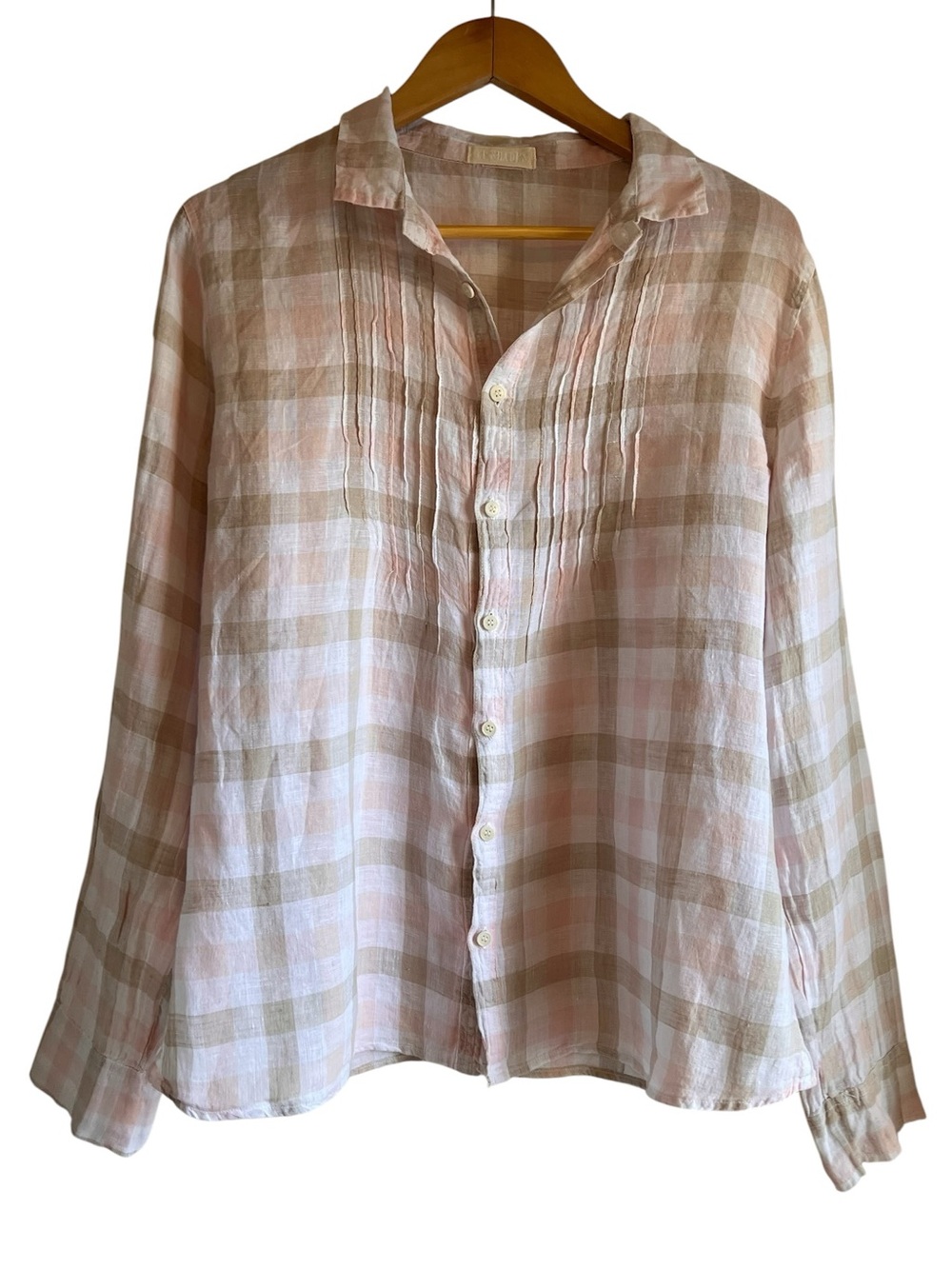 CP Shades linen pin tuck long sleeve button down top size M excellent condition